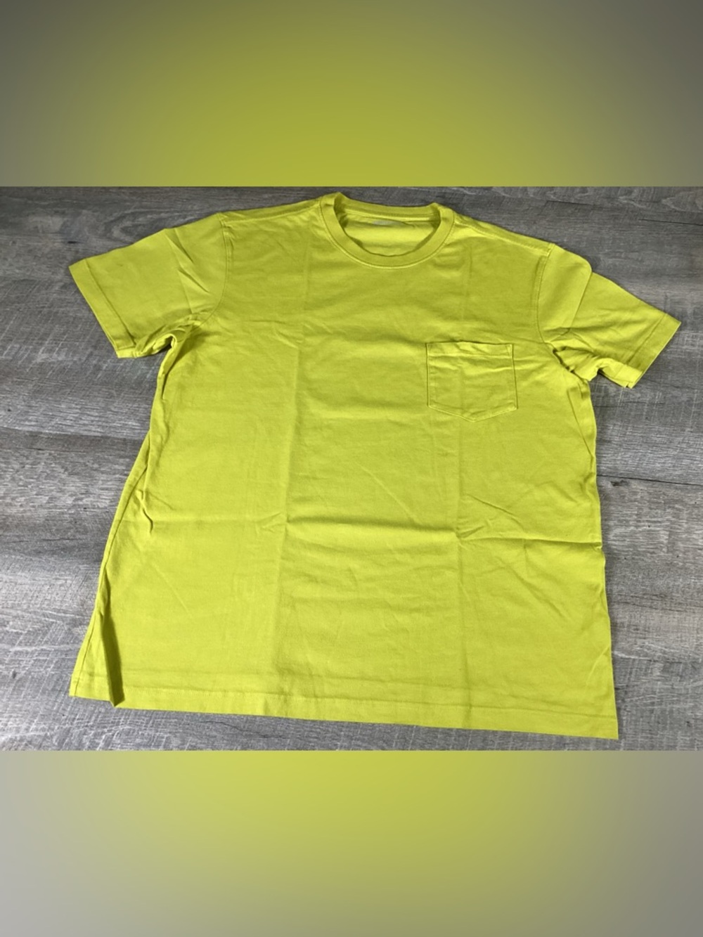 American Giant Pocket T Shirt Men L Snake Eye Yellow Made USA Cotton